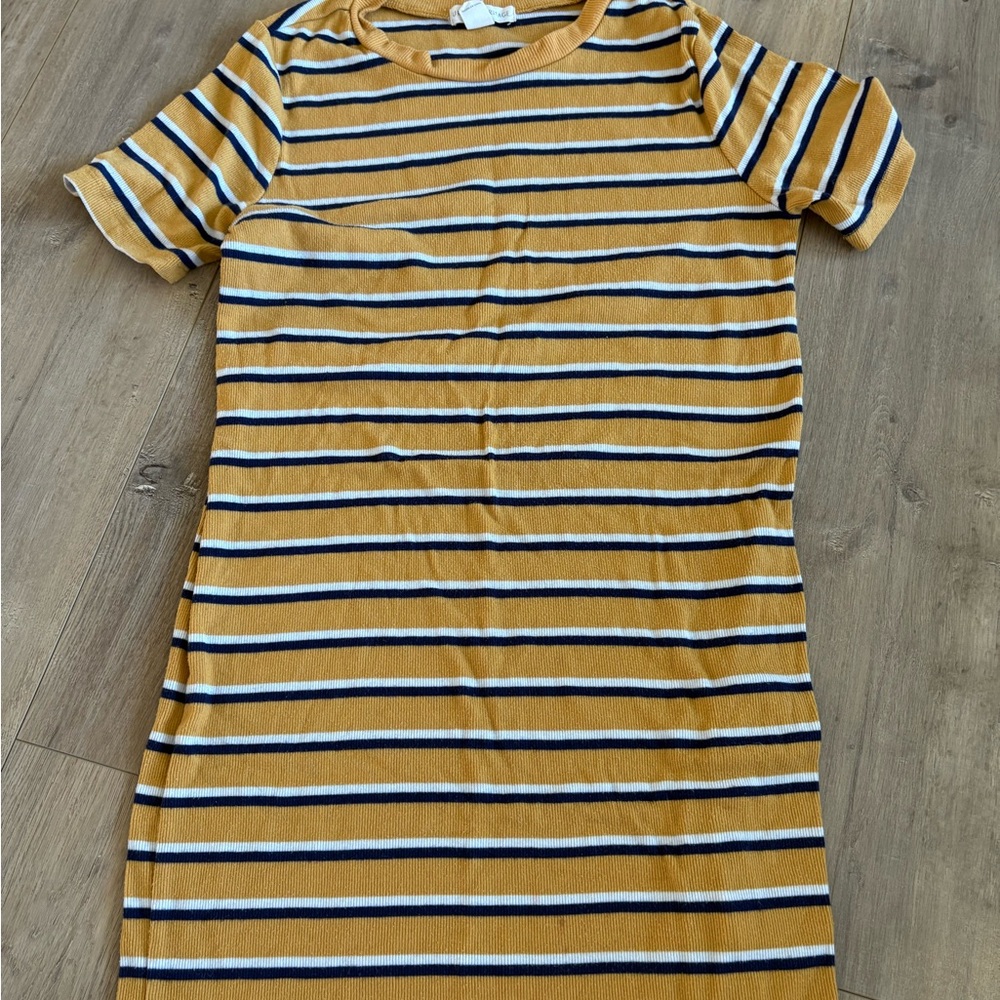 Urban Heritage Mustard and Navy Striped Dress